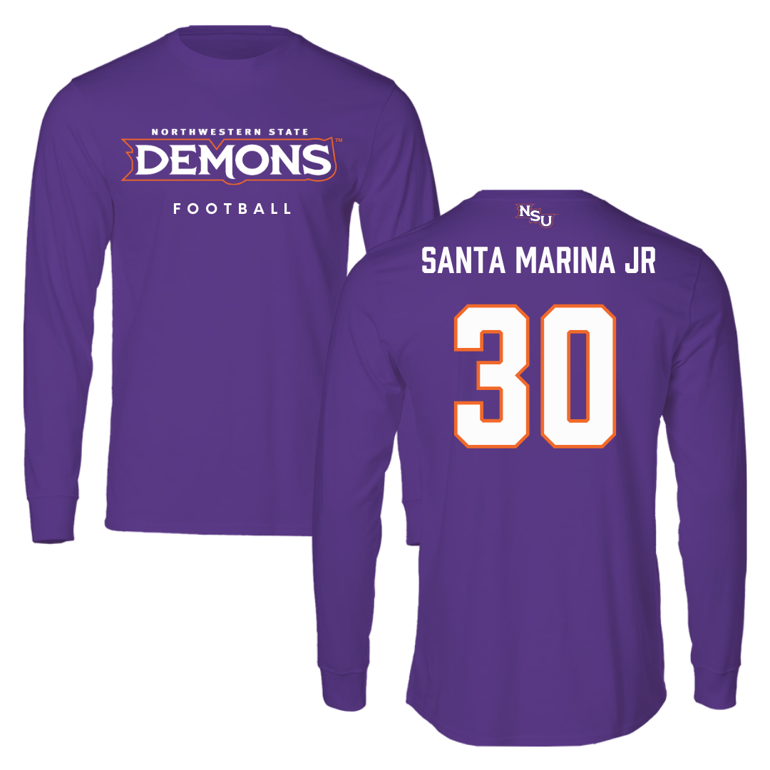 Northwestern State University Football Purple Demons Performance Long Sleeve - #30 Troy Santa Marina Jr