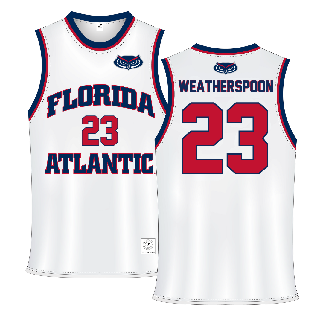 Florida Atlantic University White Basketball Jersey - #23 Brandon Weatherspoon