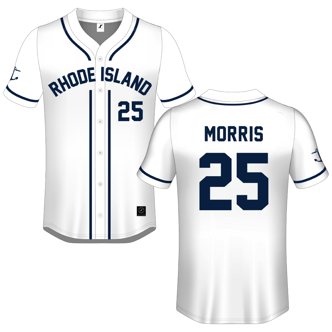 University of Rhode Island White Button-Down Jersey - #25 Zach Morris