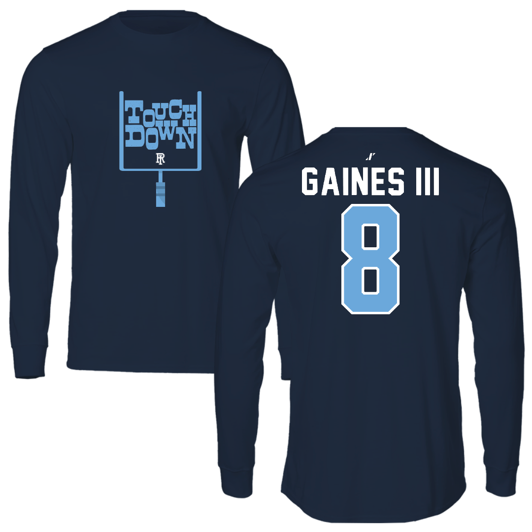 University of Rhode Island Football Navy Touchdown Performance Long Sleeve - #8 Greg Gaines III
