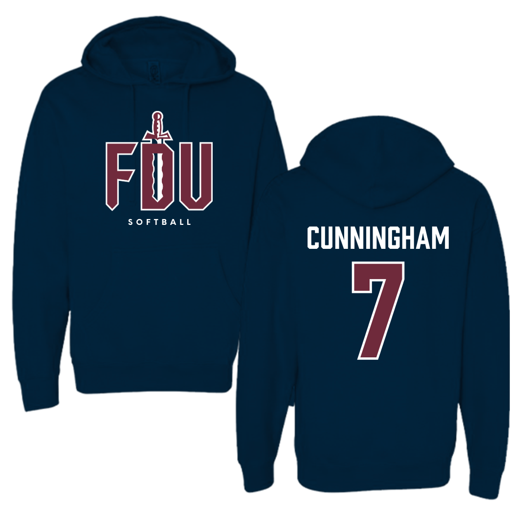 Fairleigh Dickinson University-Metropolitan Campus Softball Navy Hoodie - #7 Riley Cunningham