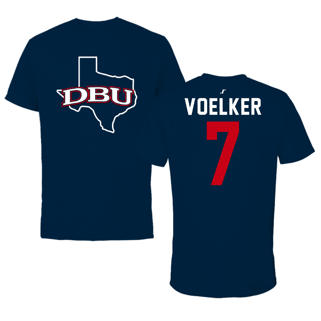 Dallas Baptist University Soccer Navy State Performance Tee - #7 Peyton Voelker