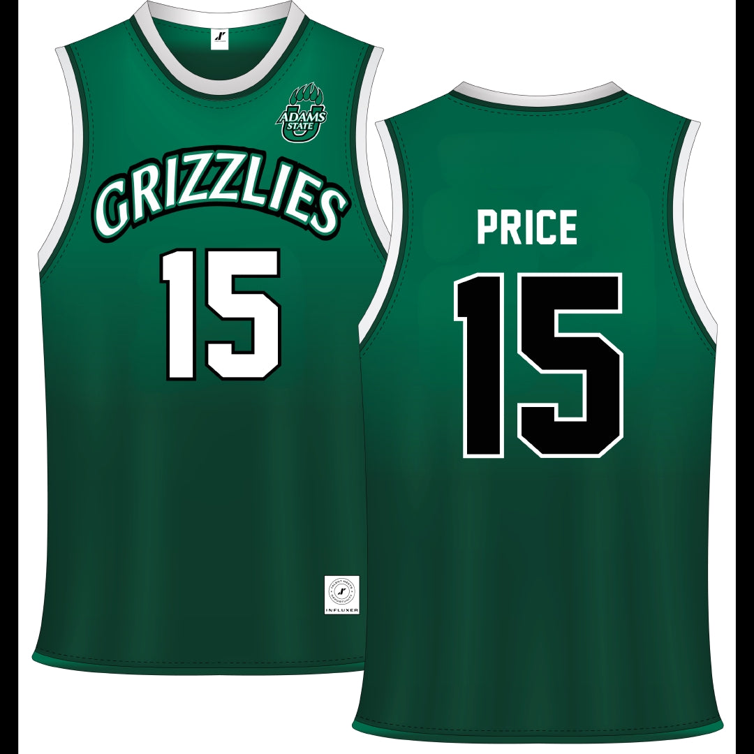 Adams State University Green Basketball Jersey - #15 Jada Price