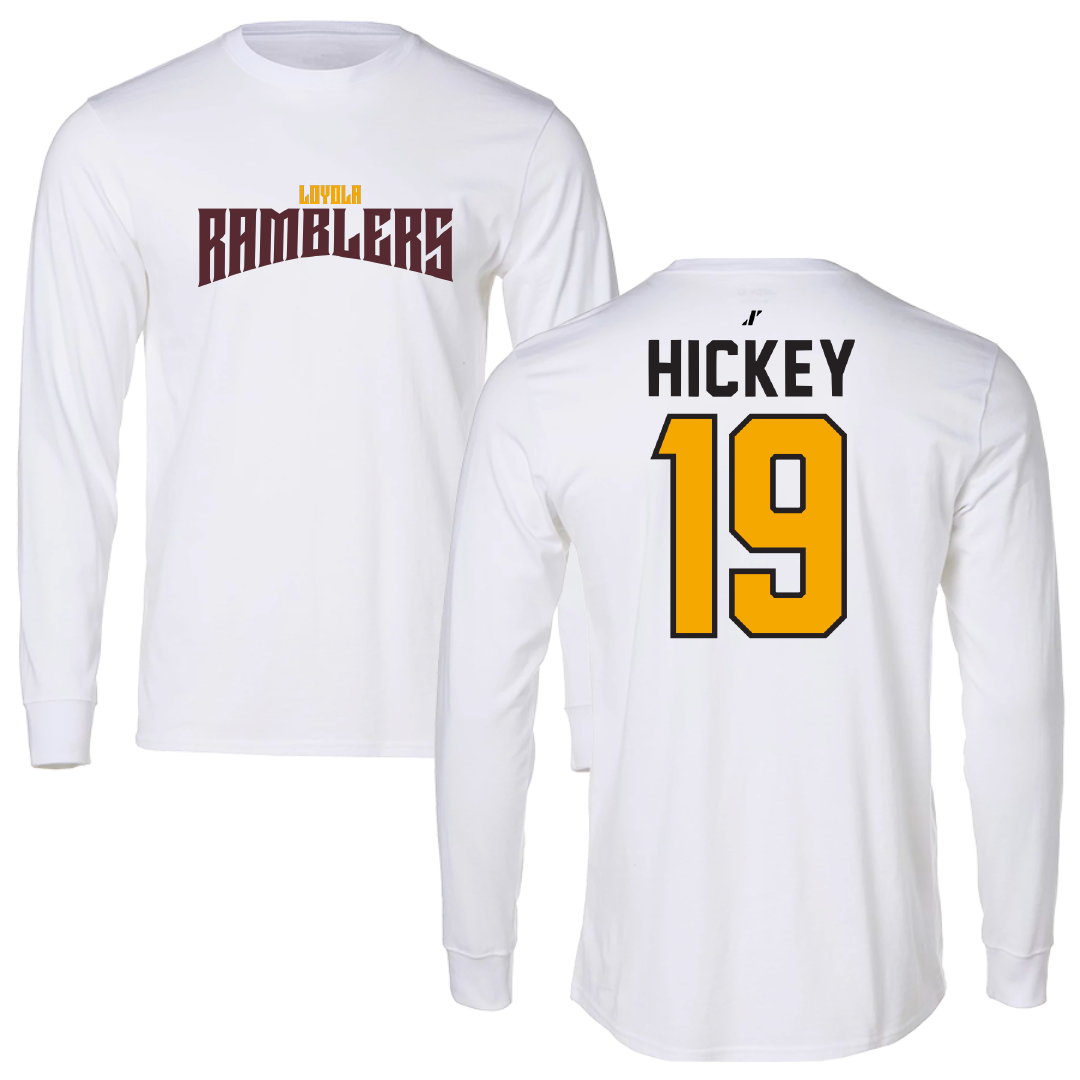 Loyola University-Chicago Softball White Classic Performance Long Sleeve - #19 Maddy Hickey