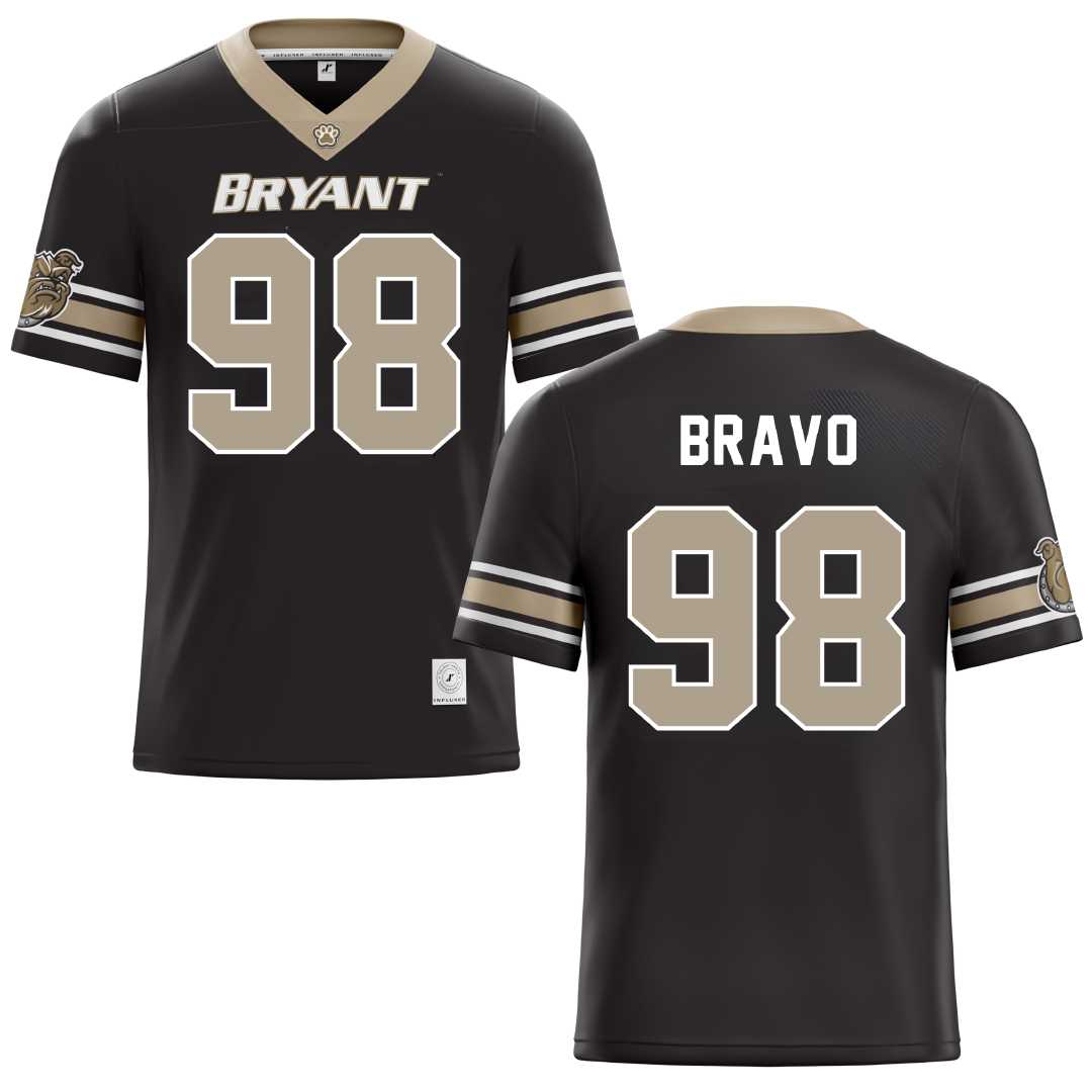 Bryant University Black Football Jersey - #98 Gustavo Bravo