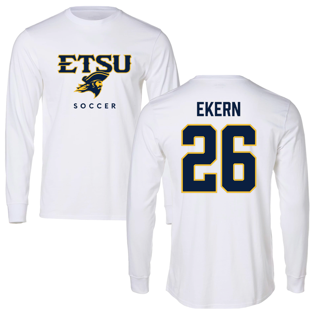 East Tennessee State University Soccer White Performance Long Sleeve - #26 Annabelle Ekern