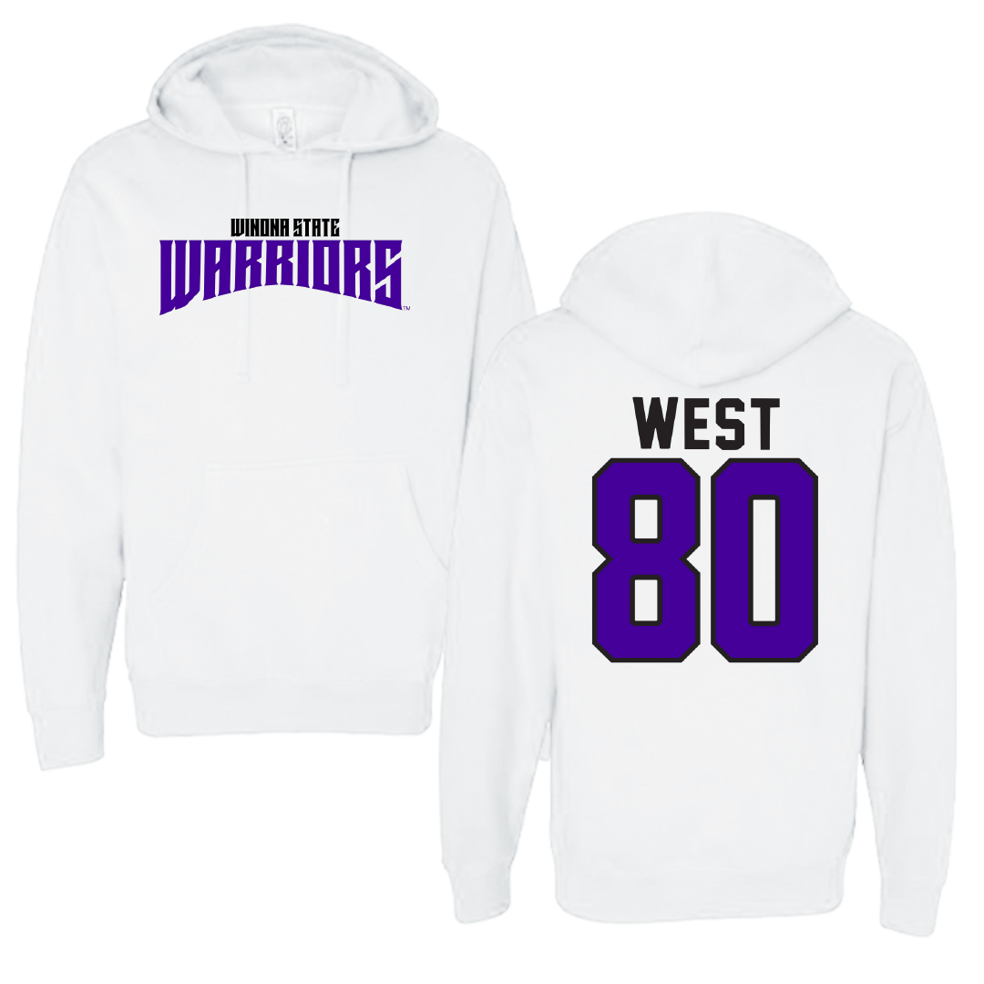 Winona State University Football White Classic Hoodie - #80 Jaylen West