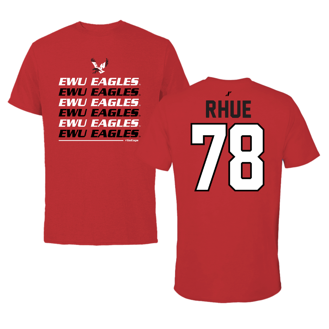 Eastern Washington University Football Red General Performance Tee - #78 Gabe Rhue