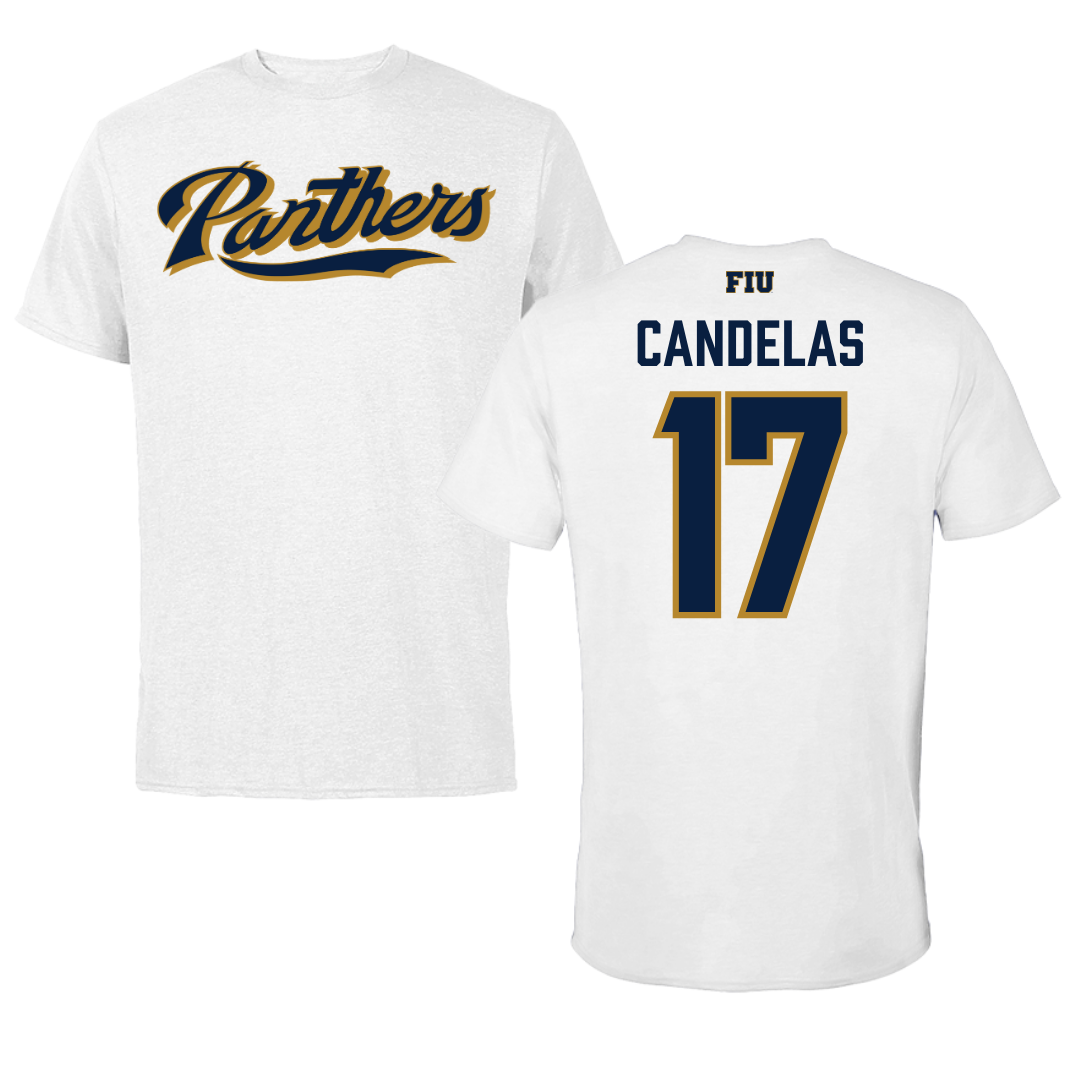 Florida International University Baseball White Performance Tee - #17 Hector Candelas