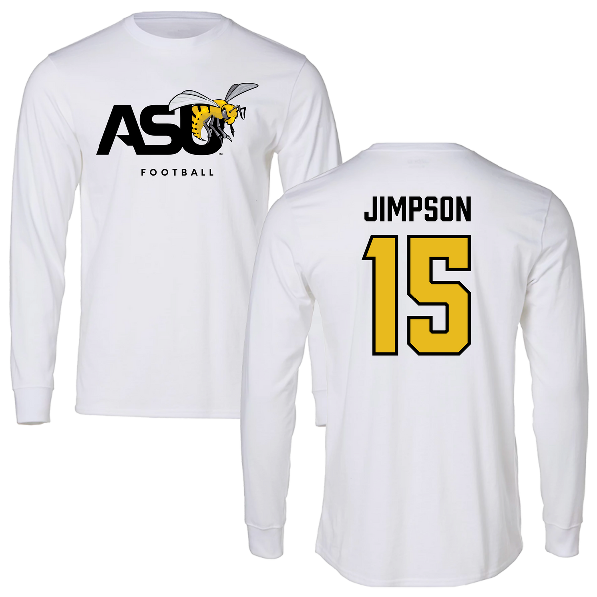 Alabama State University Football White Long Sleeve - #15 Zuriel Jimpson