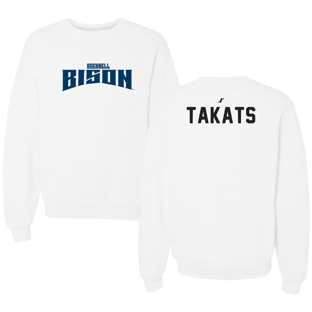 Bucknell University Wrestling White Classic Crewneck - Myles Takats