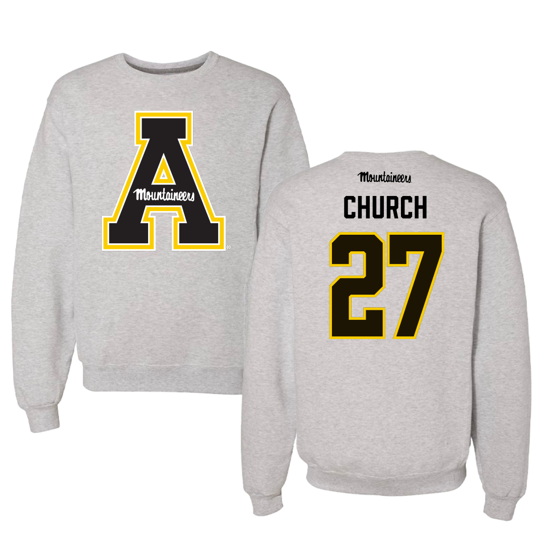 Appalachian State University Baseball Gray Crewneck - #27 Braxton Church