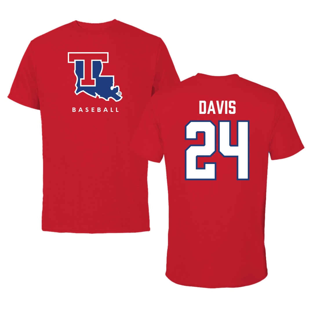Louisiana Tech University Baseball Red Performance Tee - #24 Dalton Davis