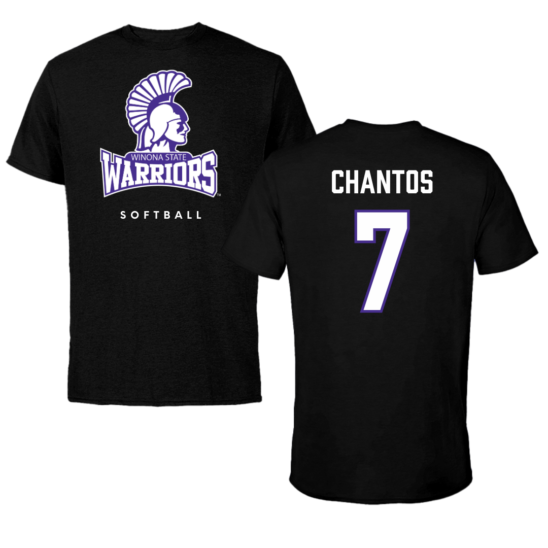 Winona State University Softball Black Tee - #7 Ashlee Chantos
