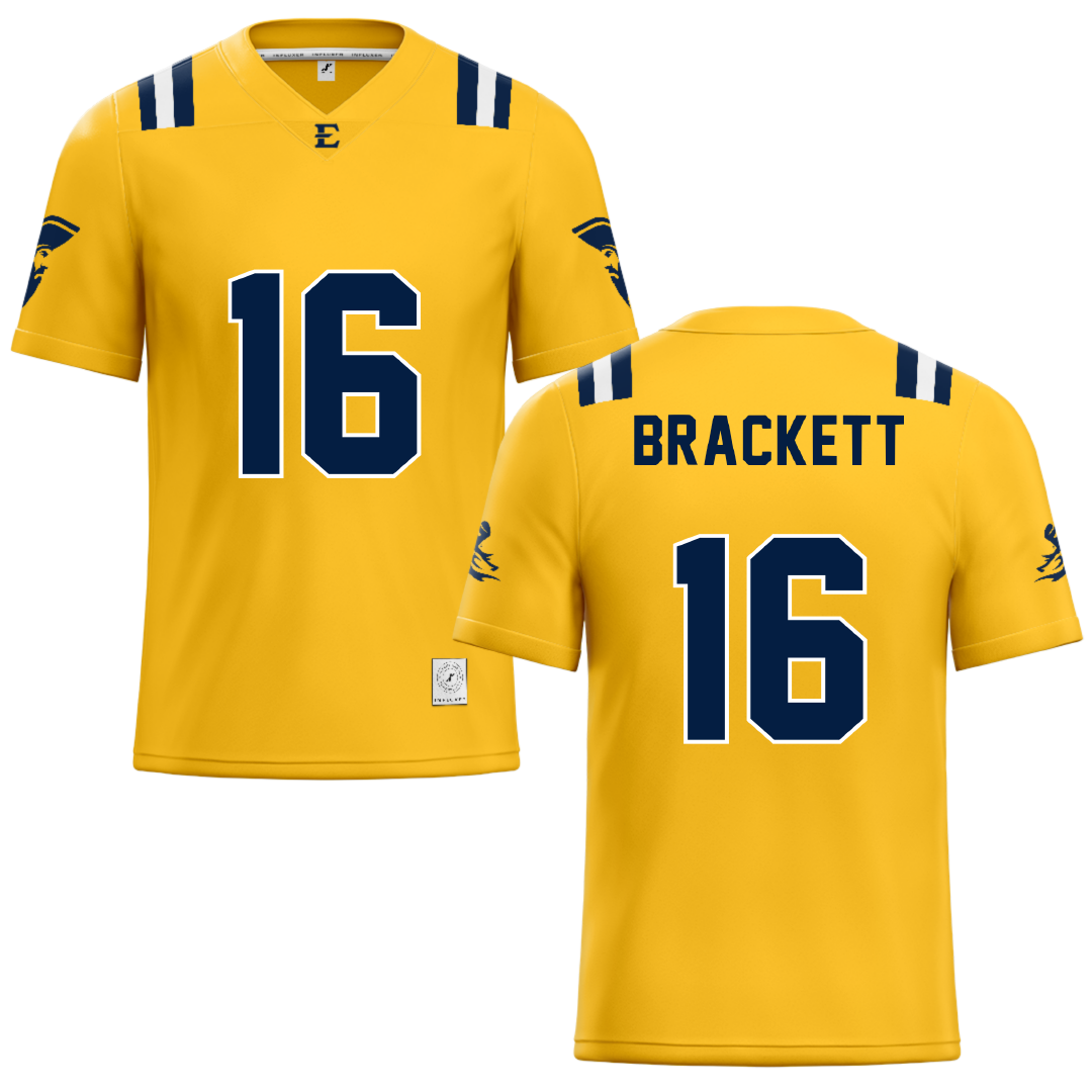 East Tennessee State University Gold Football Jersey - #16 Nate Brackett