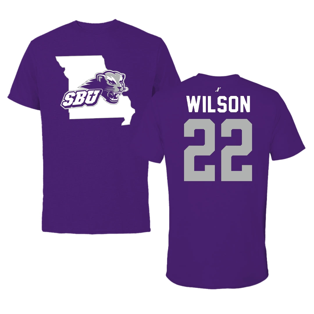 Southwest Baptist University Softball Purple State Tee - #22 Malea Wilson