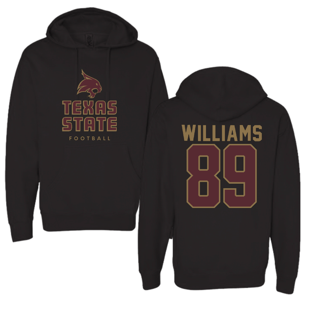 Texas State University Football Black Hoodie - #89 Jordan Williams