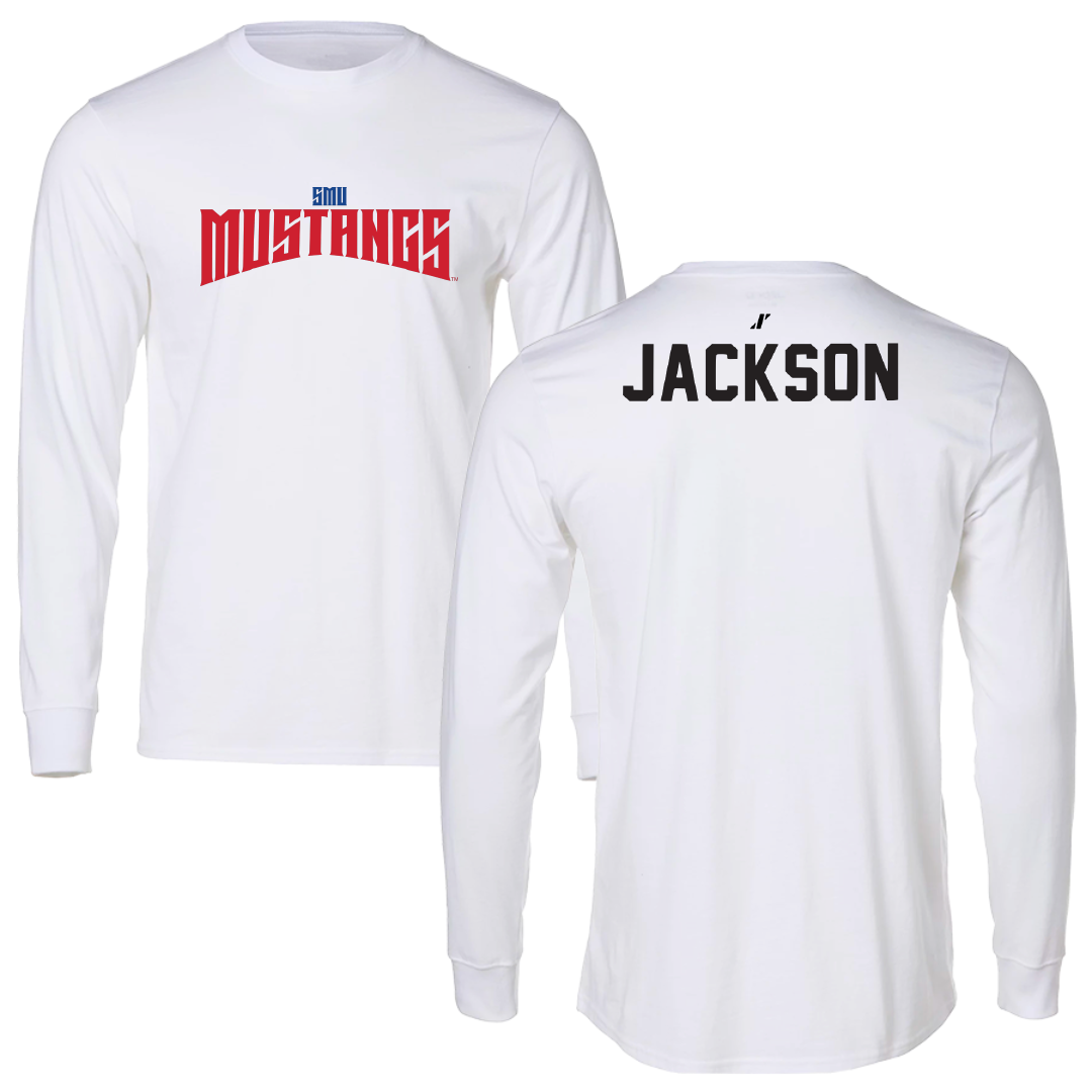 Southern Methodist University TF and XC White Classic Performance Long Sleeve - Maykayla Jackson