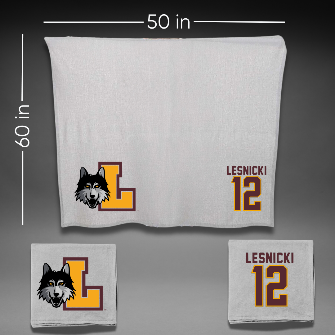Loyola University-Chicago Softball Gray Blanket - #12 Nat Lesnicki