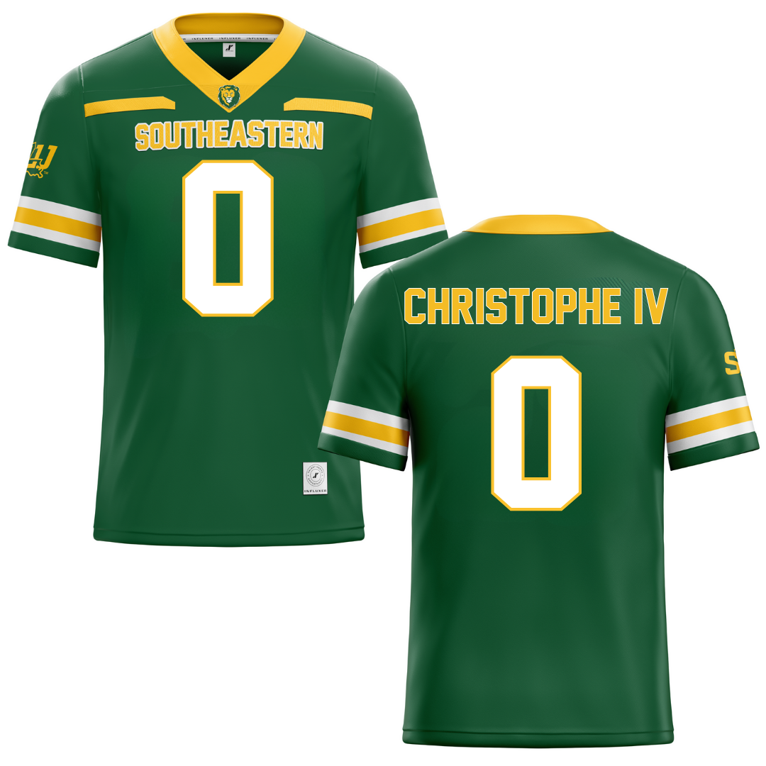 Southeastern Louisiana University Green Football Jersey - #0 Herman Christophe IV
