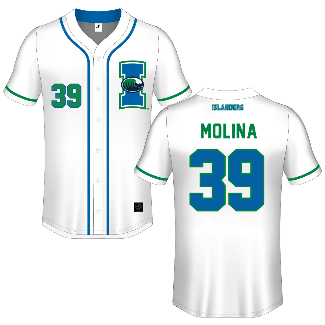 Texas A&M University-Corpus Christi White Button-Down Jersey - #39 Matthew Molina