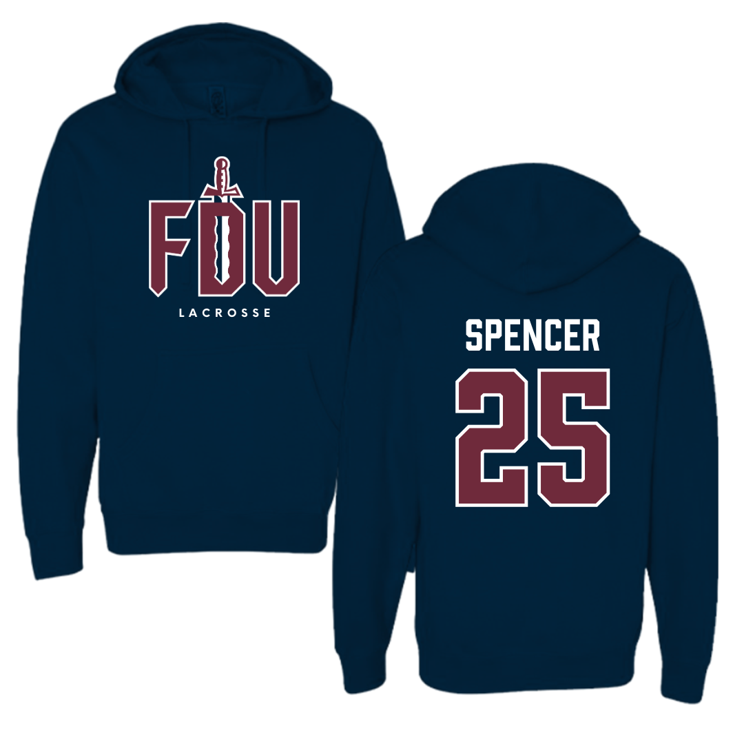 Fairleigh Dickinson University-Metropolitan Campus Lacrosse Navy Hoodie - #25 Jenny Spencer