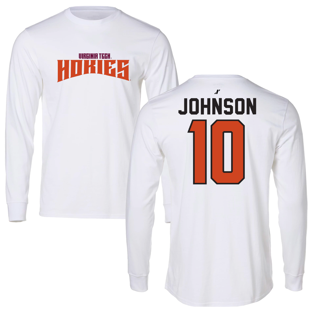 Virginia Tech Basketball White Classic Performance Long Sleeve - #10 Tyler Johnson