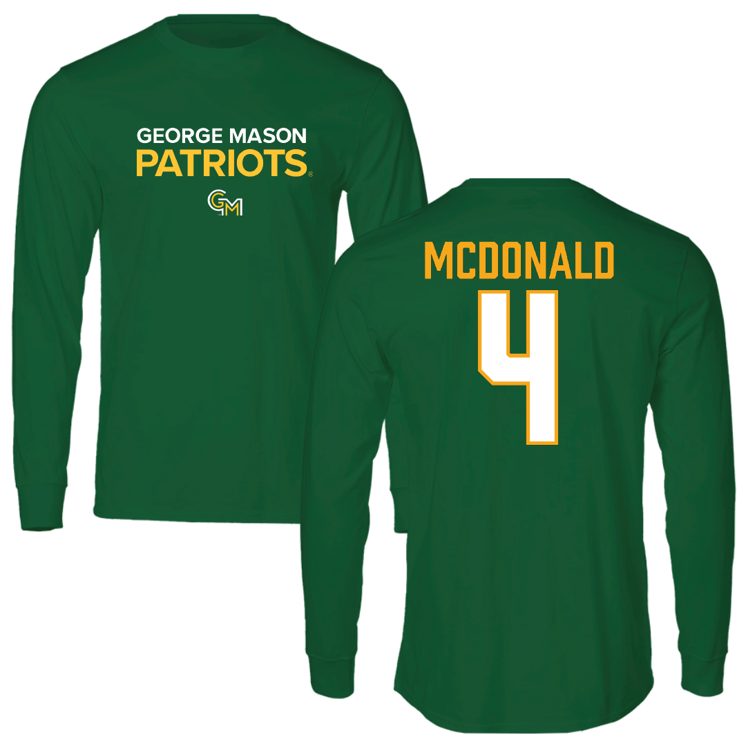 George Mason University Volleyball Green Performance Long Sleeve - #4 Troy McDonald
