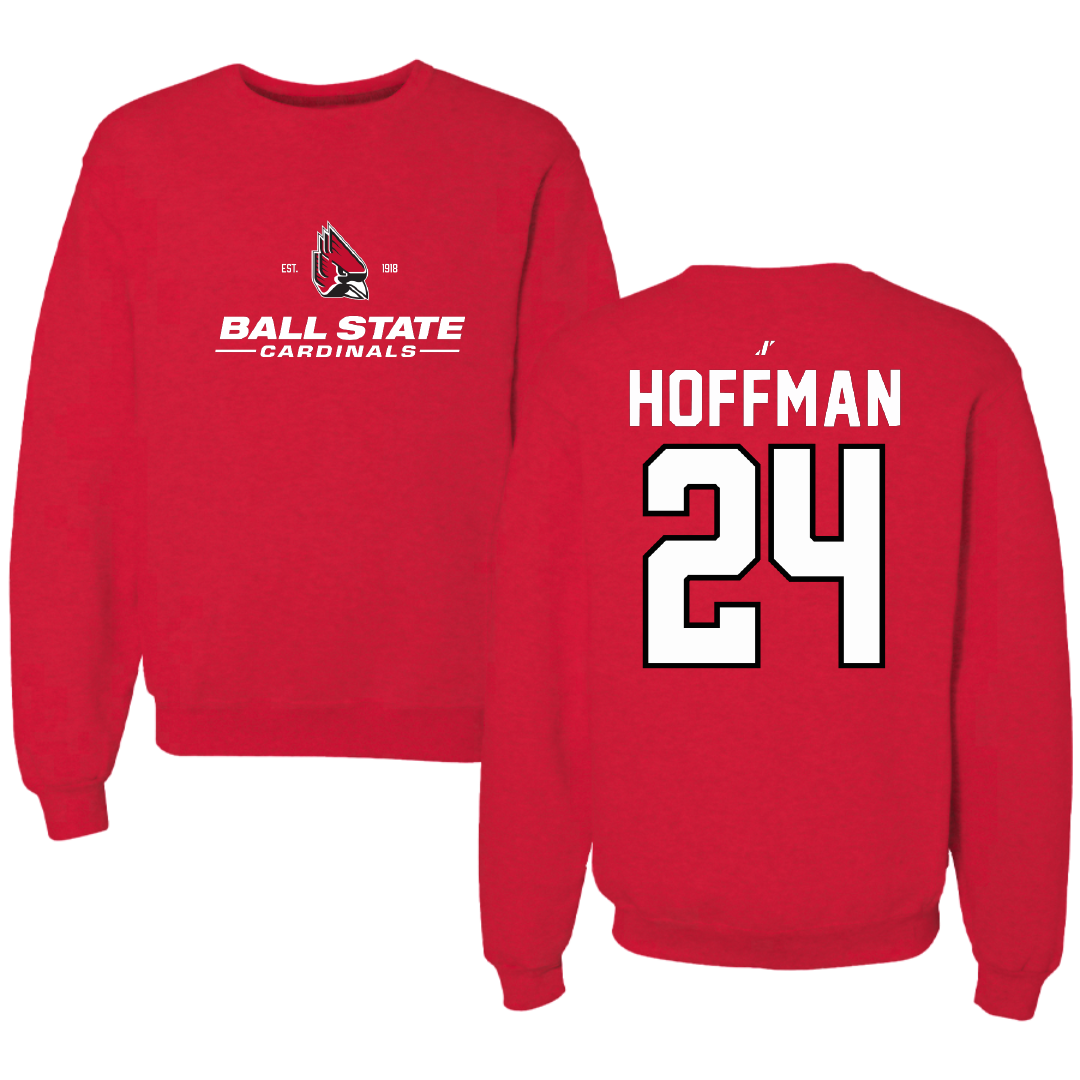 Ball State University Softball Red General Crewneck - #24 Jessica Hoffman