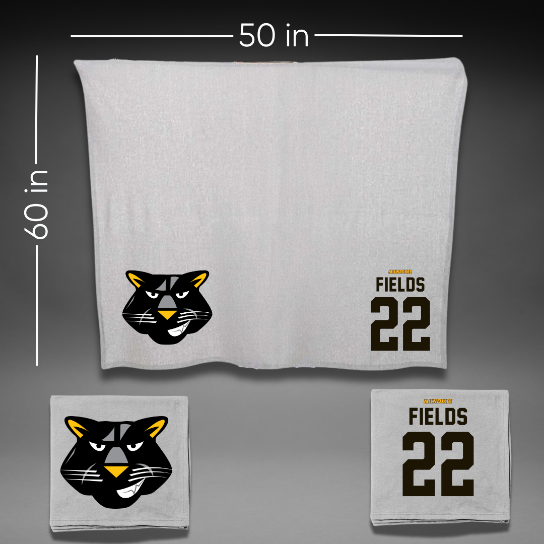 University of Wisconsin-Milwaukee Basketball Gray Blanket - #22 Faizon Fields