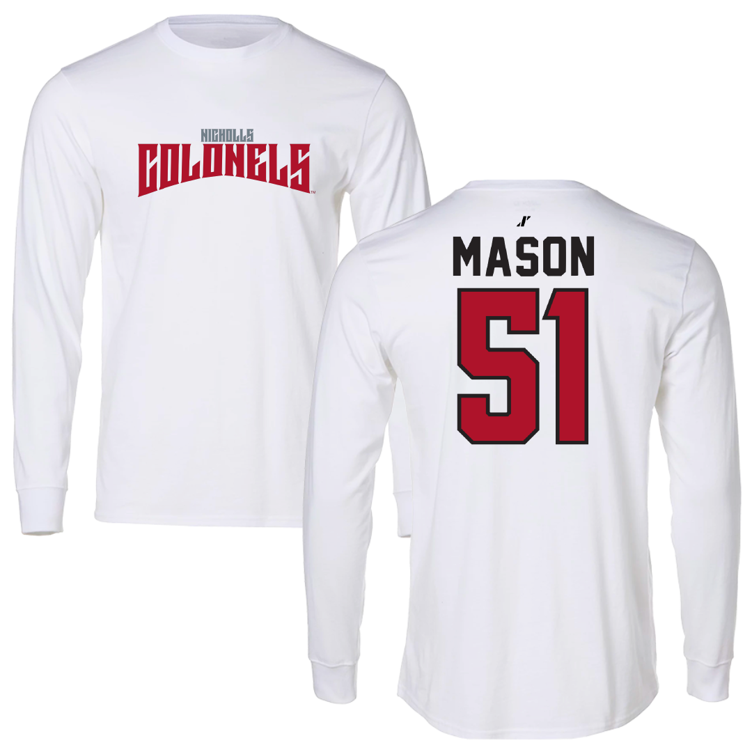 Nicholls State University Football White Classic Long Sleeve - #51 Joe Mason