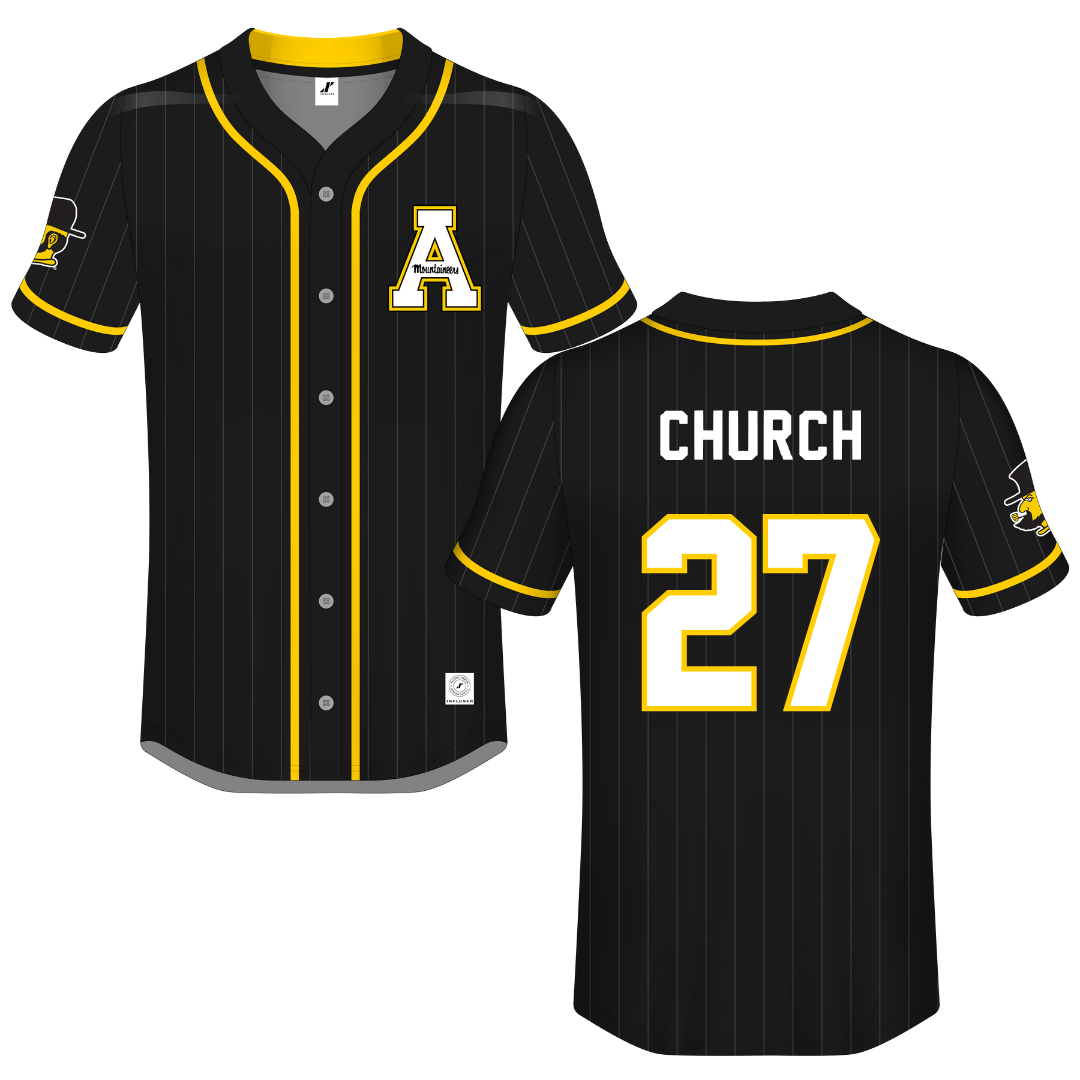 Appalachian State University Black Button-Down Jersey - #27 Braxton Church
