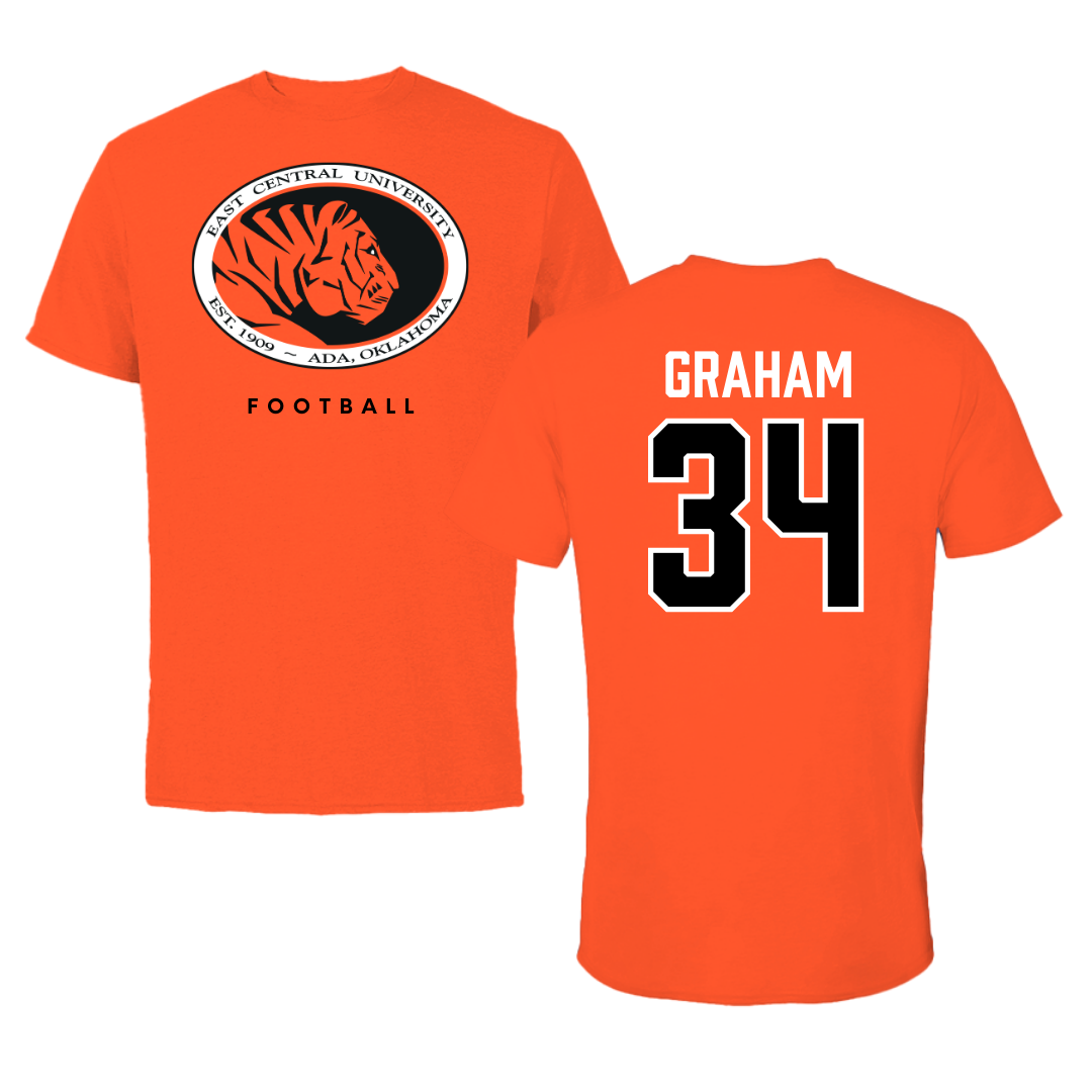 East Central University Football True Orange Performance Tee - #34 Joshua Graham
