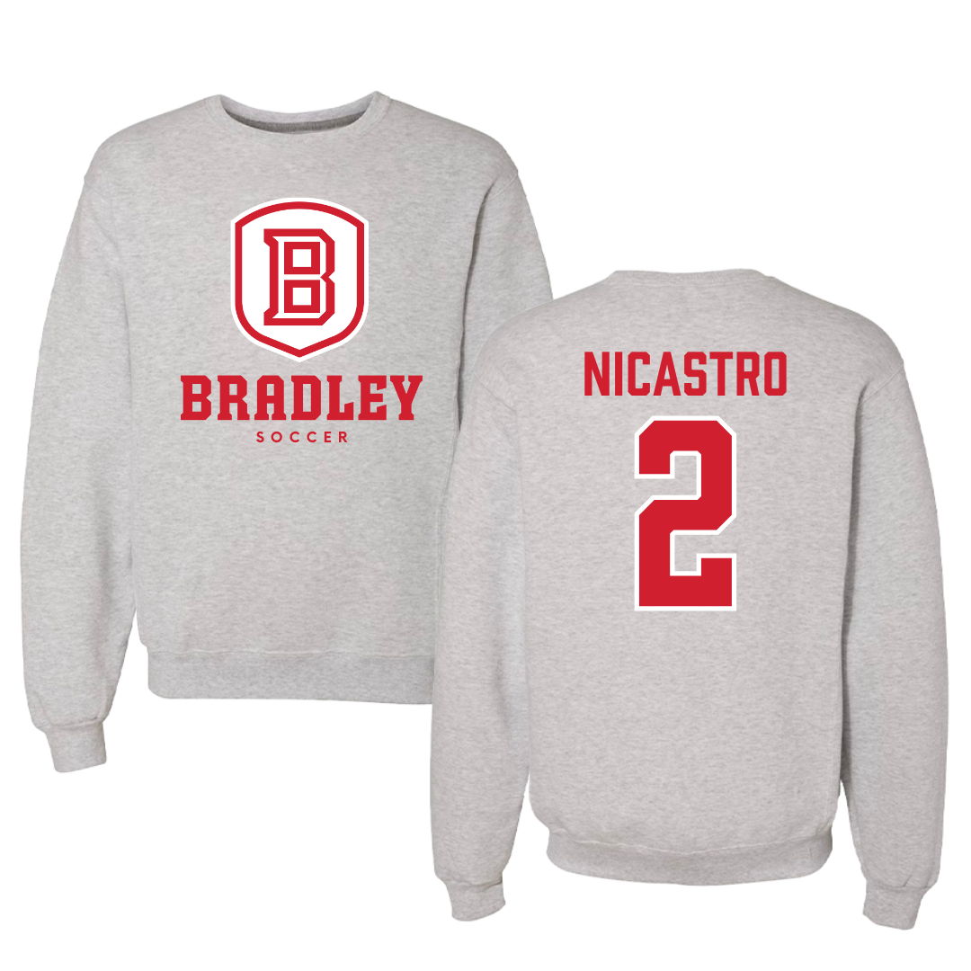 Bradley University Soccer Gray Crewneck - #2 Alex Nicastro
