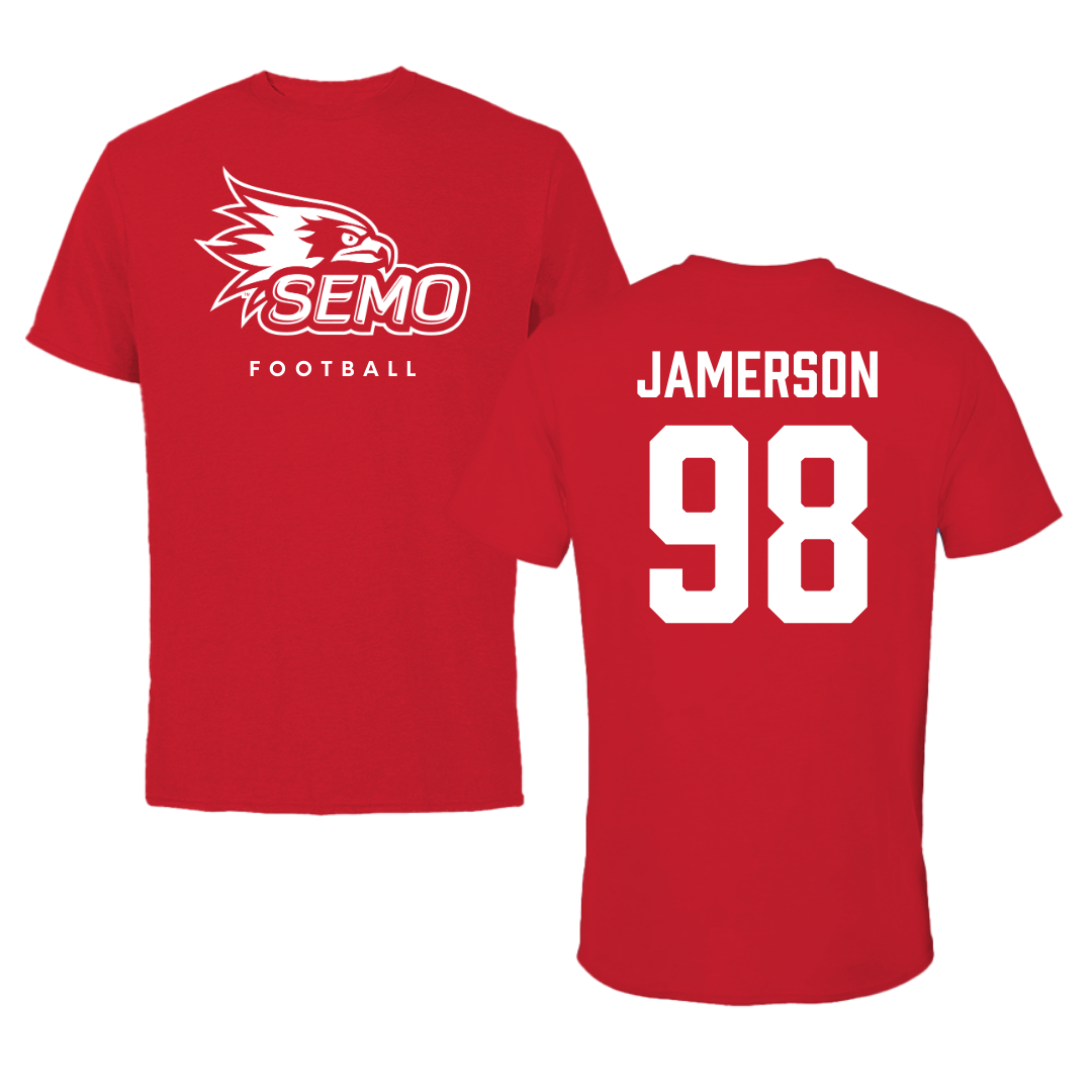 Southeast Missouri State University Football Red Performance Tee - #98 Michael Jamerson