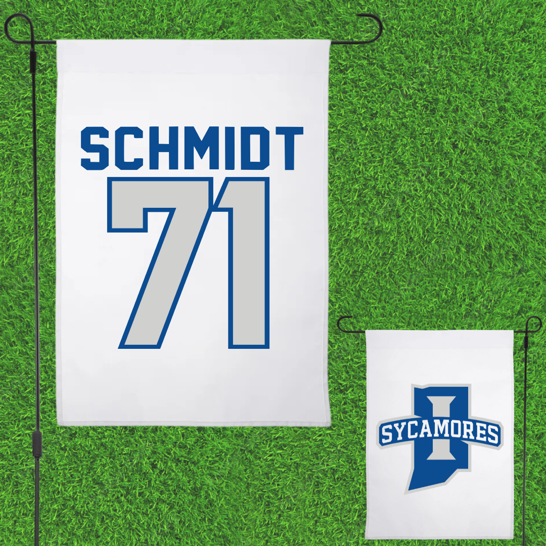 Indiana State University Football White Garden Flag - #71 Carter Schmidt