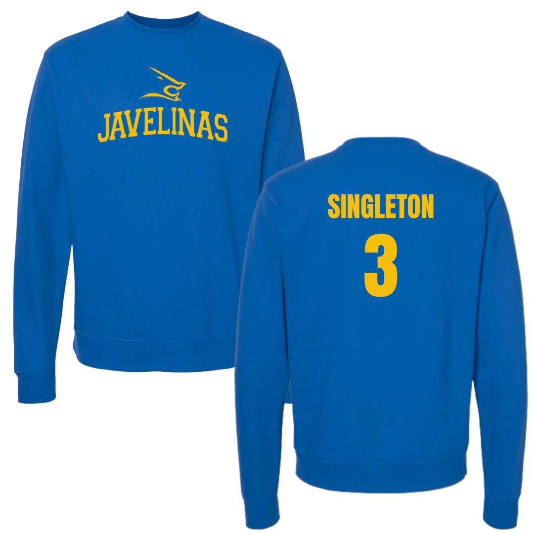 Texas A&M University-Kingsville Basketball Blue Crewneck - #3 Allen Singleton