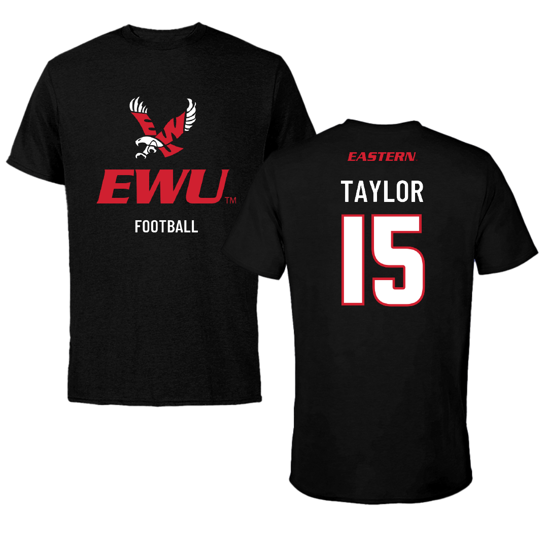 Eastern Washington University Football Black EWU Tee - #15 Jared Taylor