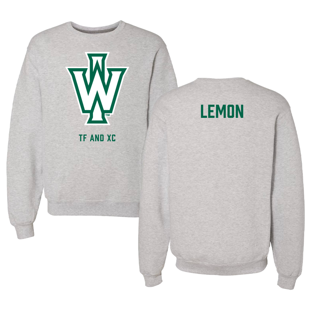 Illinois Wesleyan University TF and XC Gray Crewneck - Davion Lemon