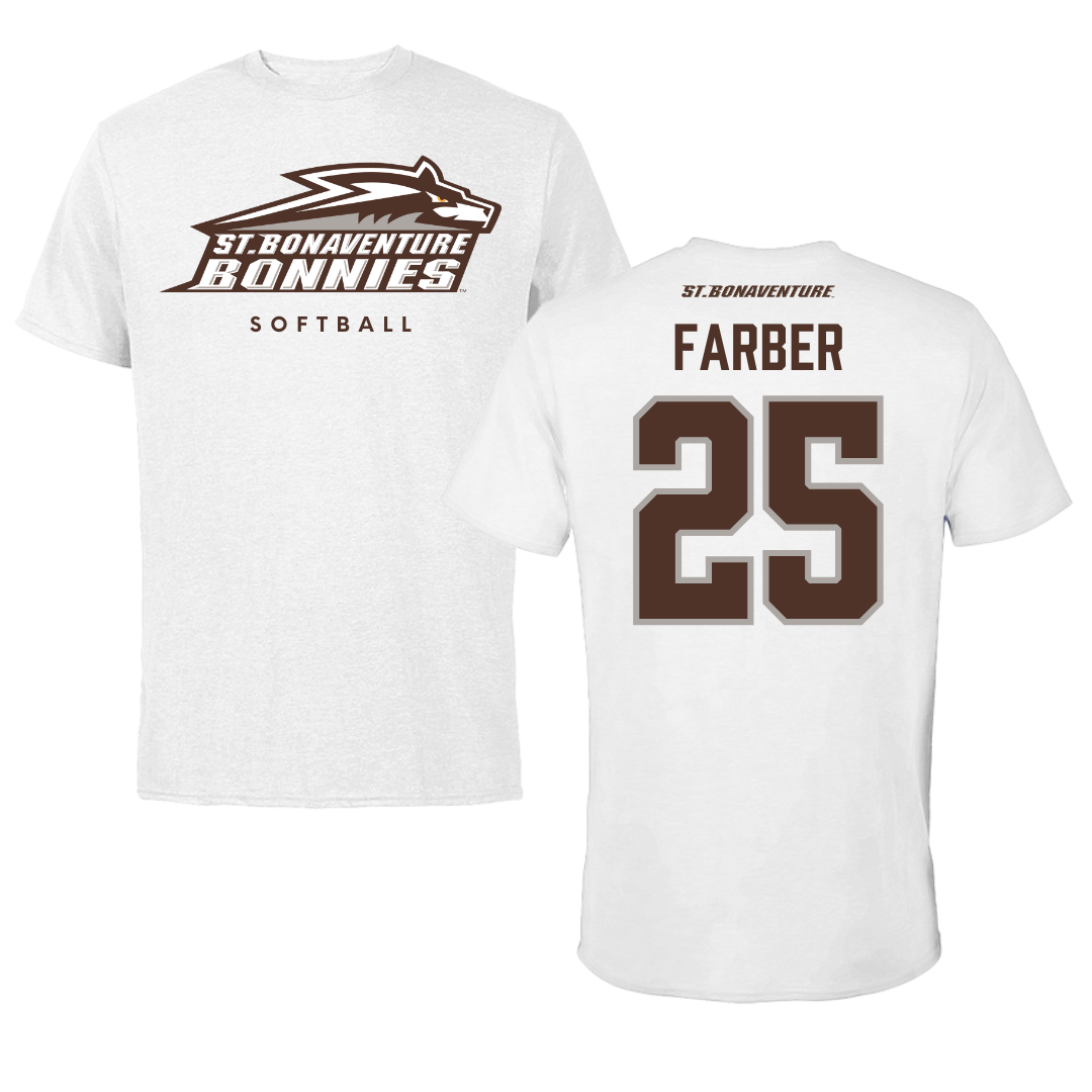 St. Bonaventure University Softball White Tee - #25 Abby Farber