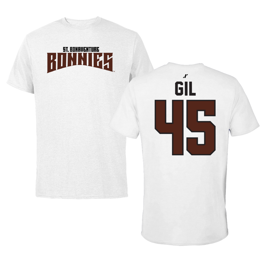 St. Bonaventure University Baseball White Classic Performance Tee - #45 Samuel Gil