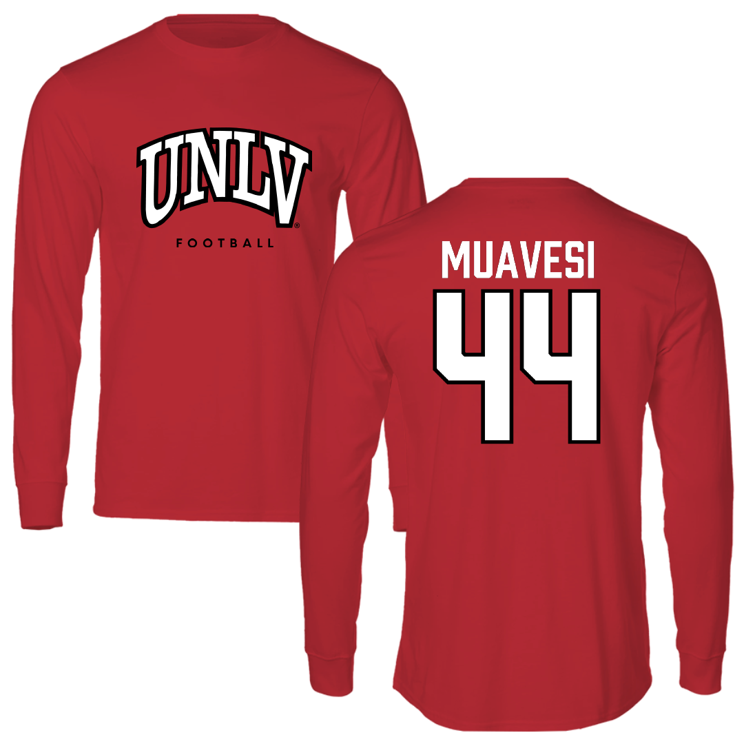 University of Nevada-Las Vegas Football Red Block Long Sleeve - #44 Waisale Muavesi