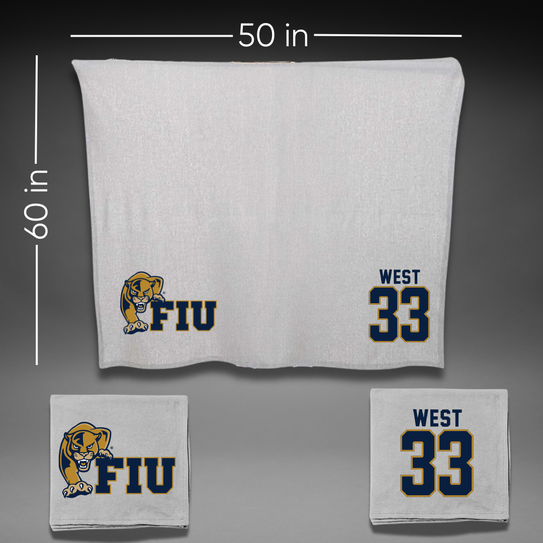 Florida International University Baseball Gray Blanket - #33 Brylan West