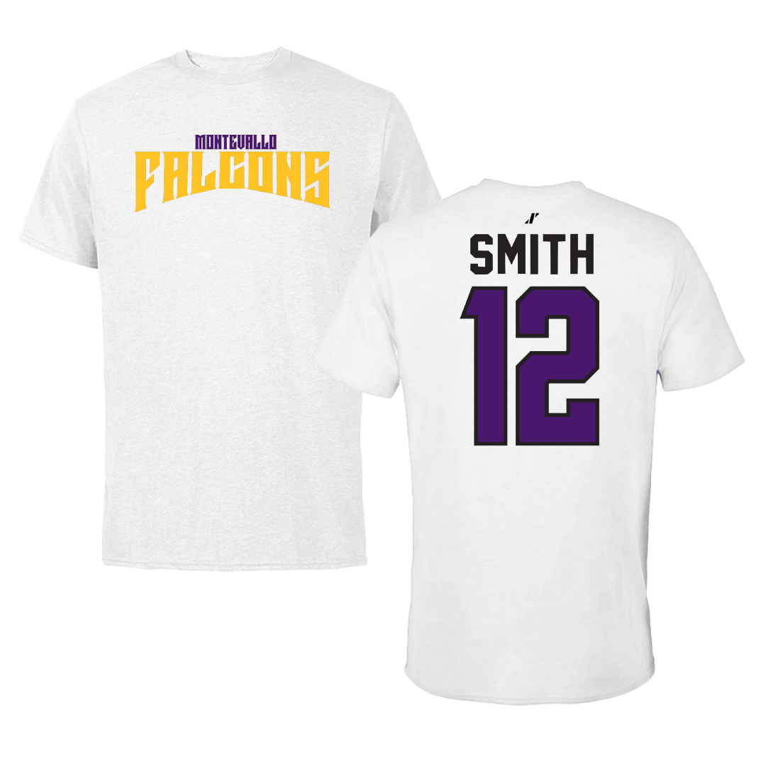 University of Montevallo Basketball White Classic Tee - #12 Luke Smith