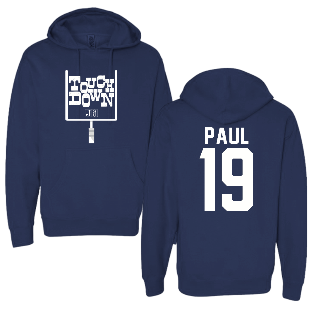 Jackson State University Football Navy Touchdown Hoodie - #19 Kobe Paul