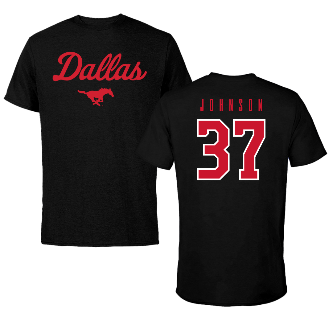 Southern Methodist University Soccer Black Dallas Performance Tee - #37 Chance Johnson