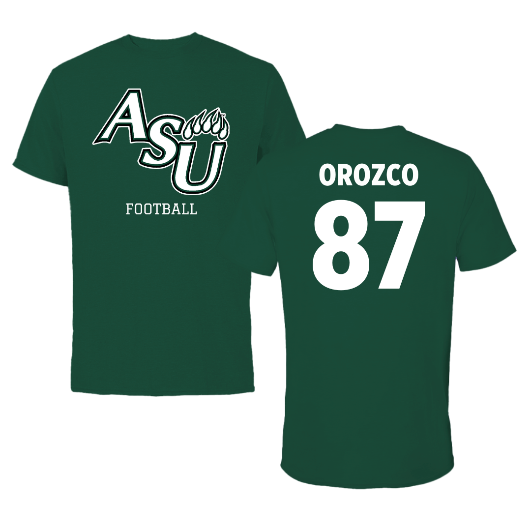 Adams State University Football Green Performance Tee - #87 Damien Orozco