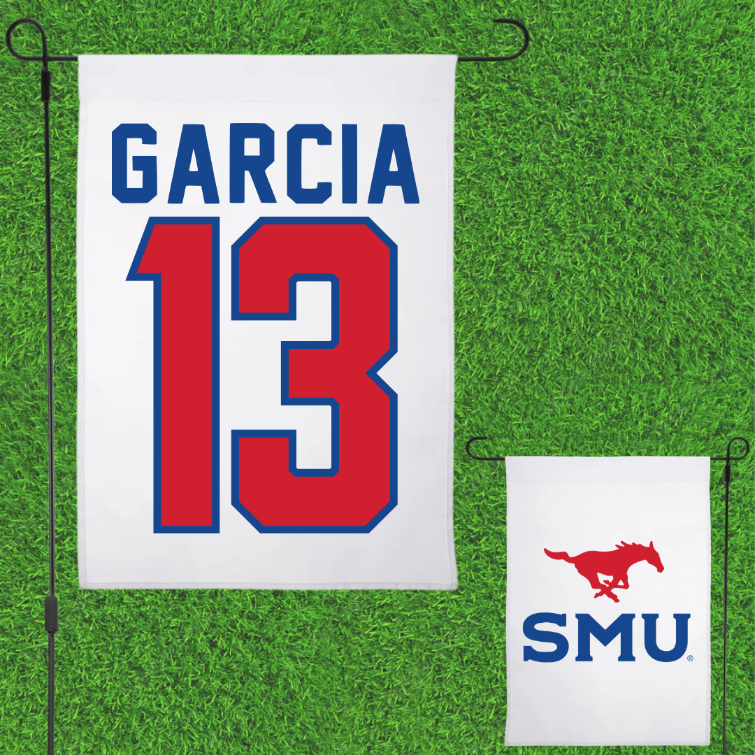 Southern Methodist University Soccer White Garden Flag - #13 Richie Garcia