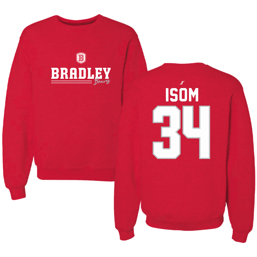 Bradley University Soccer Red General Crewneck - #34 Nathaniel Isom