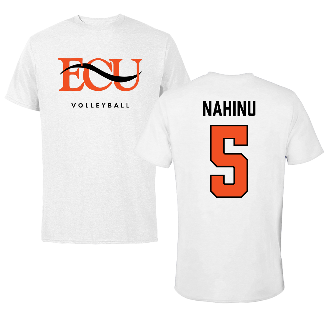 East Central University Volleyball White Performance Tee - #5 Angel Nahinu